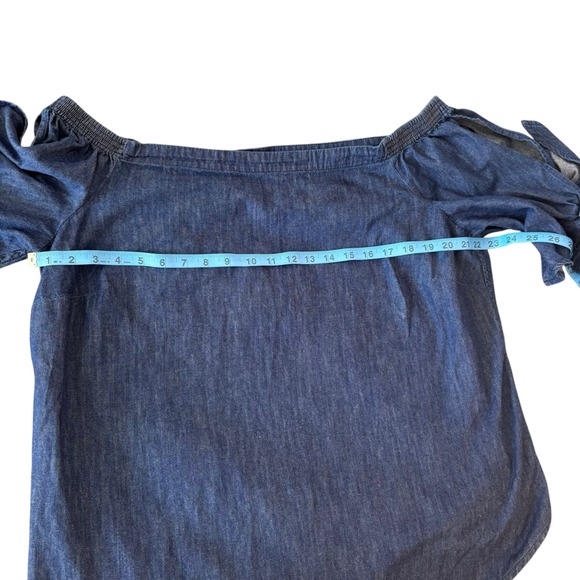 Lauren Ralph Lauren off the shoulder tie‎ denim shirt. 1X. EUC - Picture 6 of 7
